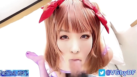 Sexy asian female sucks a big dong after pussy sex