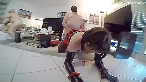 Brunette with big ass fucked in front of the camera