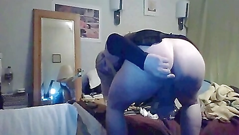 Transvestite plays with a blonde slut in the kitchen