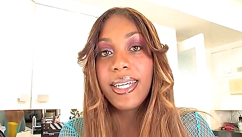 Ebony beauty with huge boobs and a huge ass taking care of it