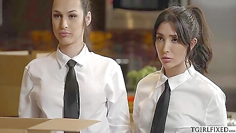 Busty shemale teen has a hot threesome with her partner