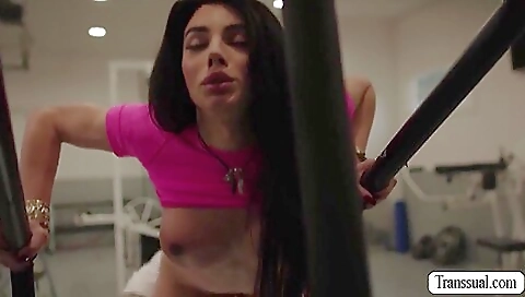 Analexia has a hot body in a gym and she is getting ass rimmied